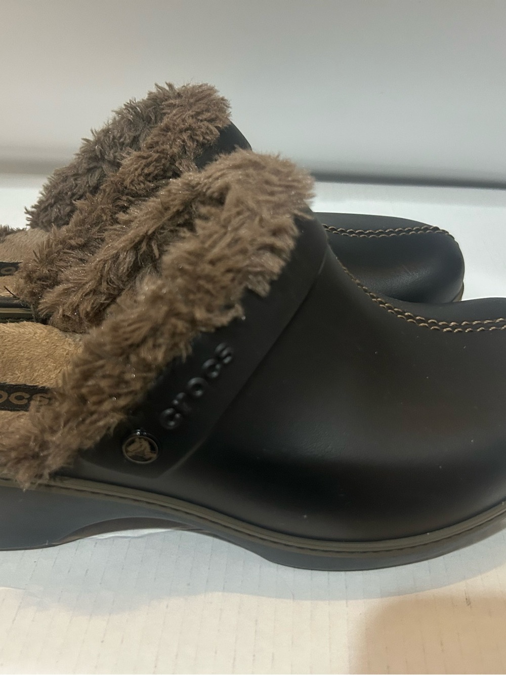 Crocs Women’s Size 11 Cobbler Eva Black Fur-Lined Clog Mule